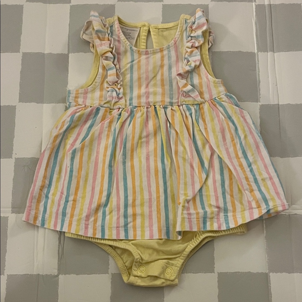 First Impressions Pastel Striped Baby Onesie Dress